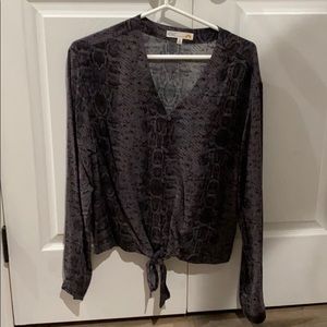Snakeskin Blouse with Tie